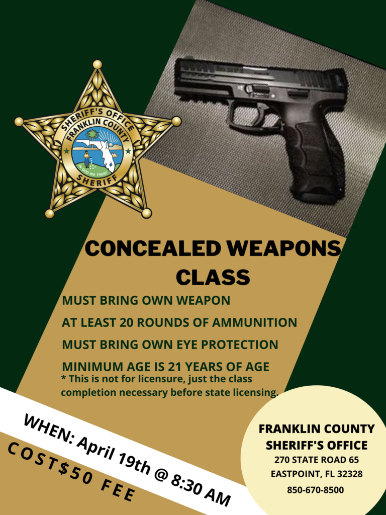 April Concealed Weapons Class FranklinSheriff