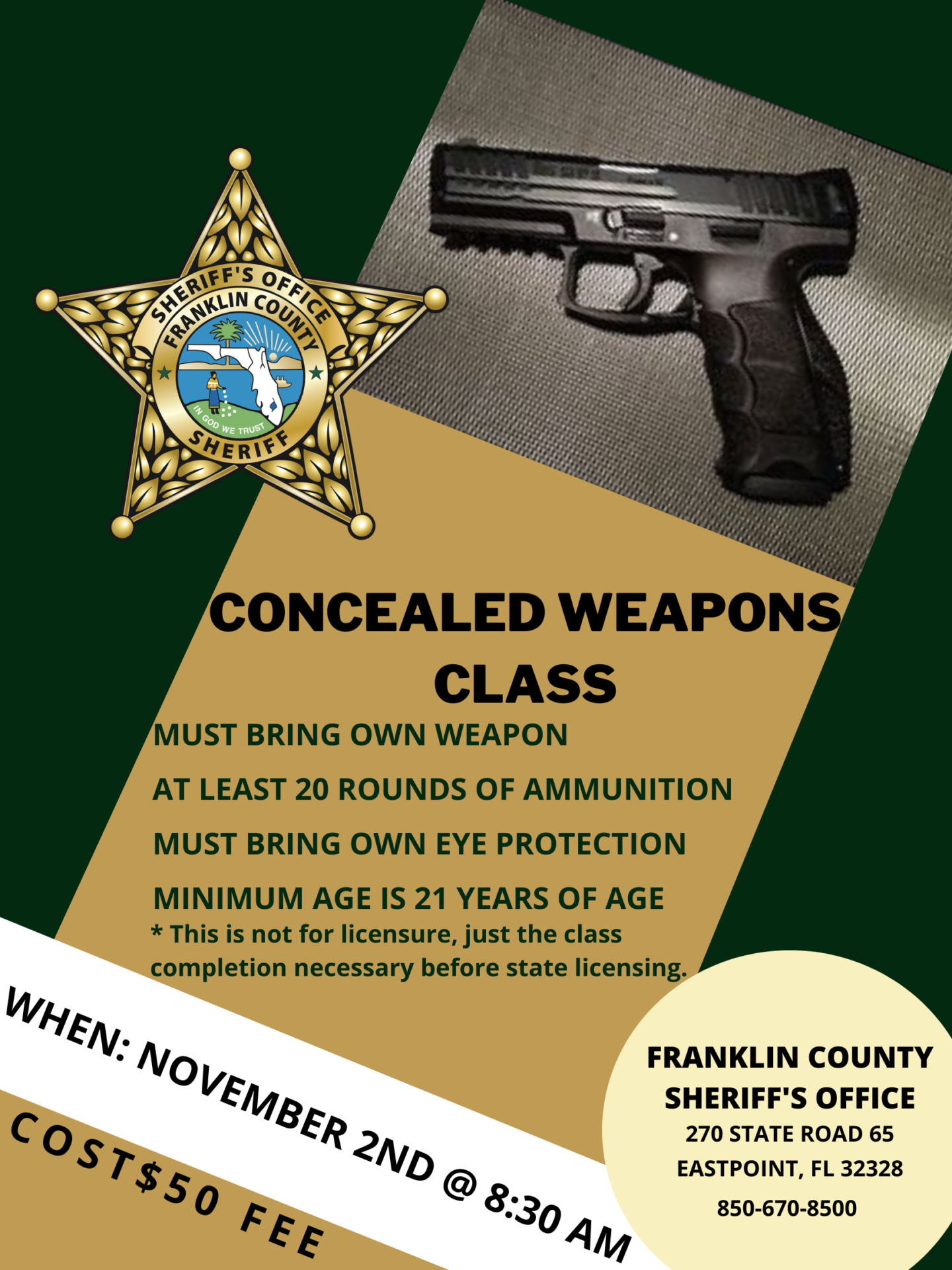 November Concealed Weapons Class